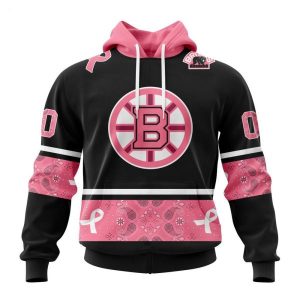 NHL Boston Bruins Personalized Specialized Design In Classic Style With Paisley! WE WEAR PINK BREAST CANCER Hoodie