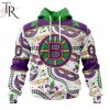 NHL Boston Bruins Special Mardi Gras Design Hoodie