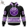 NHL Buffalo Sabres Special Black And Lavender Hockey Fight Cancer Design Personalized Hoodie