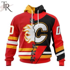 NHL Calgary Flames Special Home Mix Reverse Retro Personalized Kits Hoodie