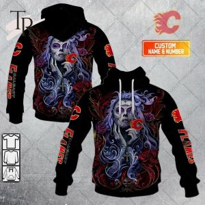 NHL Calgary Flames Tattoo Girl Artwork 2023 Unisex Hoodie