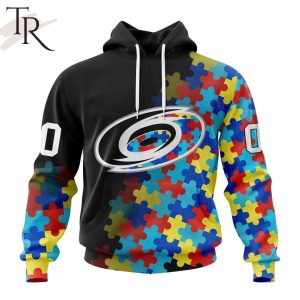 NHL Carolina Hurricanes Special Black Autism Awareness Design Hoodie