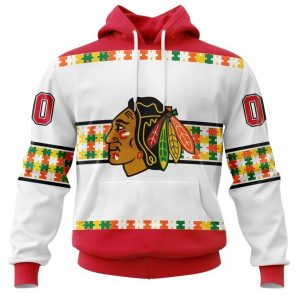 NHL Chicago BlackHawks Autism Awareness Custom Name And Number 3D Hoodie