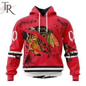 NHL Chicago BlackHawks Specialized Design Jersey With Your Ribs For Halloween Hoodie