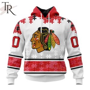 NHL Chicago Blackhawks Special Autism Awareness Design With Home Jersey Style Hoodie