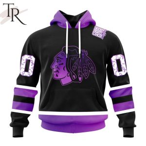 NHL Chicago Blackhawks Special Black Hockey Fights Cancer Kits Hoodie