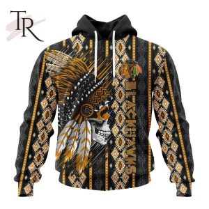 NHL Chicago Blackhawks Special Skull Native Design Hoodie