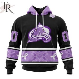 NHL Colorado Avalanche Special Black And Lavender Hockey Fight Cancer Design Personalized Hoodie