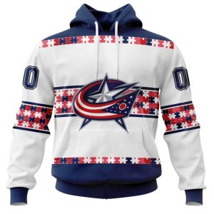 NHL Columbus Blue Jackets Autism Awareness Custom Name And Number 3D Hoodie