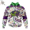 NHL Columbus Blue Jackets Special Mardi Gras Design Hoodie