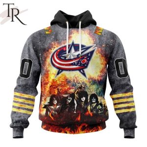 NHL Columbus Blue Jackets Special Mix KISS Band Design Hoodie