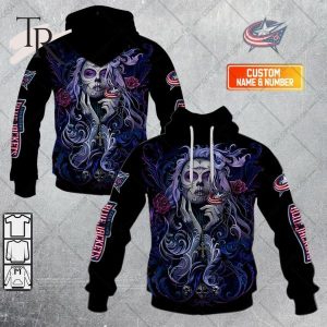 NHL Columbus Blue Jackets Tattoo Girl Artwork 2023 Unisex Hoodie