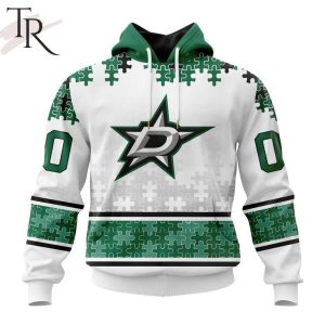 NHL Dallas Stars Special Autism Awareness Design With Home Jersey Style Hoodie