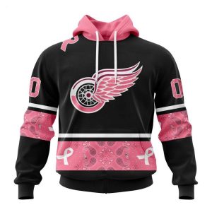 NHL Detroit Red Wings Personalized Specialized Design In Classic Style With Paisley! WE WEAR PINK BREAST CANCER Hoodie