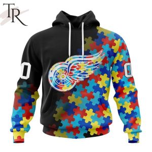 NHL Detroit Red Wings Special Black Autism Awareness Design Hoodie