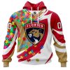 NHL Florida Panthers Autism Awareness Personalized Name & Number 3D Hoodie