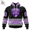 NHL Florida Panthers Special Black And Lavender Hockey Fight Cancer Design Personalized Hoodie