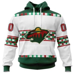 NHL Minnesota Wild Autism Awareness Custom Name And Number 3D Hoodie