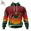 NHL Minnesota Wild Personalize New Gradient Series Concept Hoodie