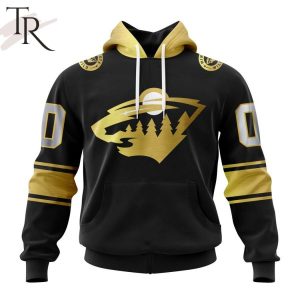 NHL Minnesota Wild Special Black And Gold Design Hoodie