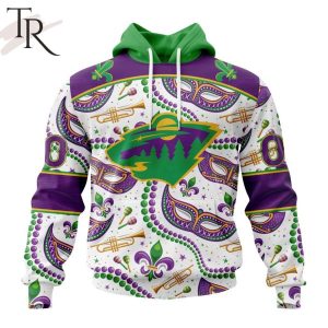 NHL Minnesota Wild Special Mardi Gras Design Hoodie