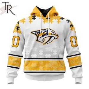 NHL Nashville Predators Special Autism Awareness Design With Home Jersey Style Hoodie