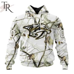 NHL Nashville Predators Special White Winter Hunting Camo Design Hoodie