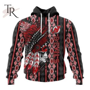 NHL New Jersey Devils Special Skull Native Design Hoodie