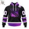 NHL New York Rangers Special Black Hockey Fights Cancer Kits Hoodie