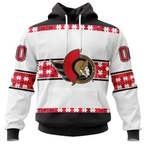 NHL Ottawa Senators Autism Awareness Custom Name And Number 3D Hoodie