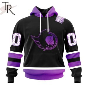 NHL Ottawa Senators Special Black Hockey Fights Cancer Kits Hoodie