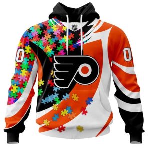 NHL Philadelphia Flyers Autism Awareness Personalized Name & Number 3D Hoodie