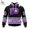 NHL Philadelphia Flyers Special Black And Lavender Hockey Fight Cancer Design Personalized Hoodie