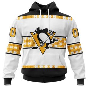 NHL Pittsburgh Penguins Autism Awareness Custom Name And Number 3D Hoodie