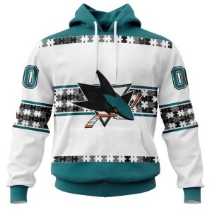 NHL San Jose Sharks Autism Awareness Custom Name And Number 3D Hoodie