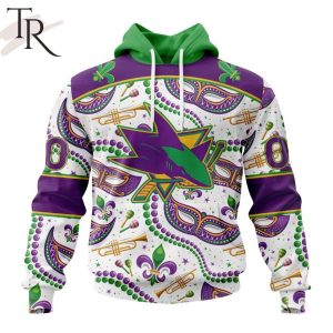 NHL San Jose Sharks Special Mardi Gras Design Hoodie