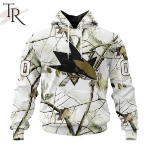 NHL San Jose Sharks Special White Winter Hunting Camo Design Hoodie