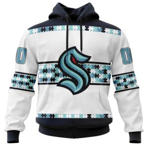 NHL Seattle Kraken Autism Awareness Custom Name And Number 3D Hoodie