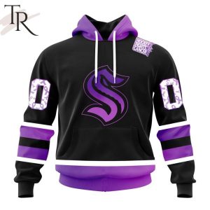 NHL Seattle Kraken Special Black Hockey Fights Cancer Kits Hoodie