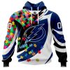 NHL Tampa Bay Lightning Autism Awareness Personalized Name & Number 3D Hoodie