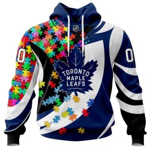 NHL Toronto Maple Leafs Autism Awareness Personalized Name & Number 3D Hoodie