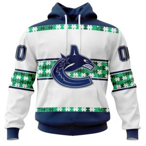 NHL Vancouver Canucks Autism Awareness Custom Name And Number 3D Hoodie