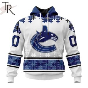 NHL Vancouver Canucks Special Autism Awareness Design With Home Jersey Style Hoodie