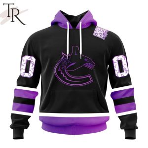 NHL Vancouver Canucks Special Black Hockey Fights Cancer Kits Hoodie