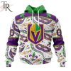 NHL Vegas Golden Knights Special Mardi Gras Design Hoodie