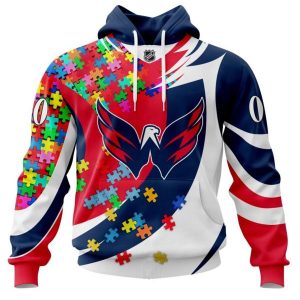 NHL Washington Capitals Autism Awareness Personalized Name & Number 3D Hoodie