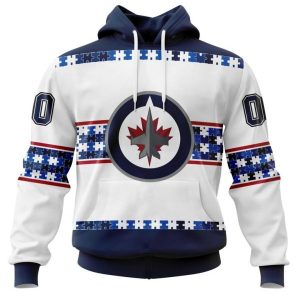 NHL Winnipeg Jets Autism Awareness Custom Name And Number 3D Hoodie