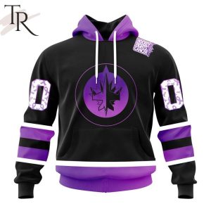 NHL Winnipeg Jets Special Black Hockey Fights Cancer Kits Hoodie