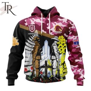 NRL Brisbane Broncos Personalized ANZAC Day Design Hoodie