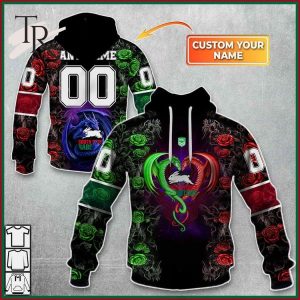 NRL South Sydney Rabbitohs Rose Dragon Hoodie 3D